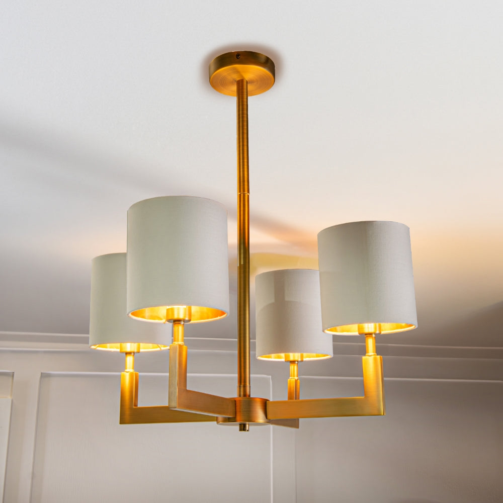 Nexus 4 Arm Antique Brass Finish Chandelier