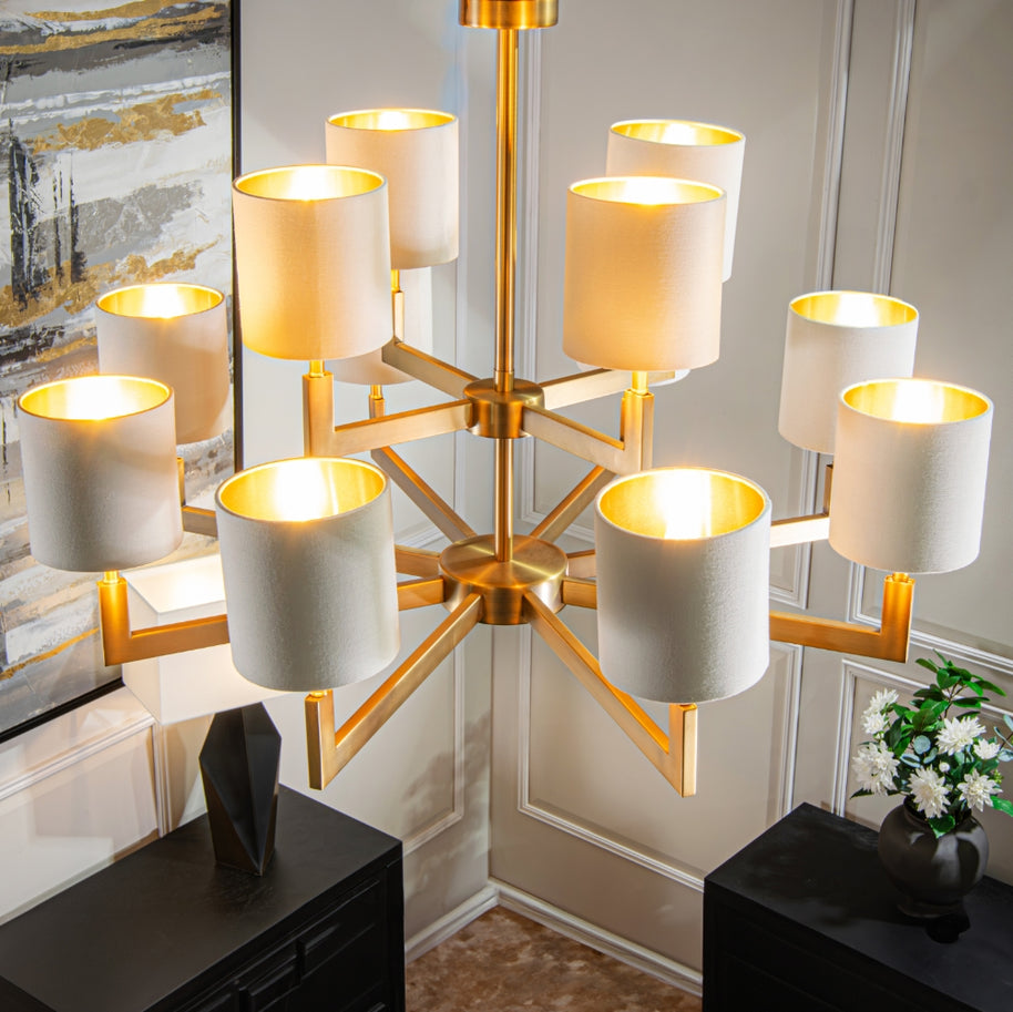 Nexus 12 Arm Antique Brass Finish Chandelier