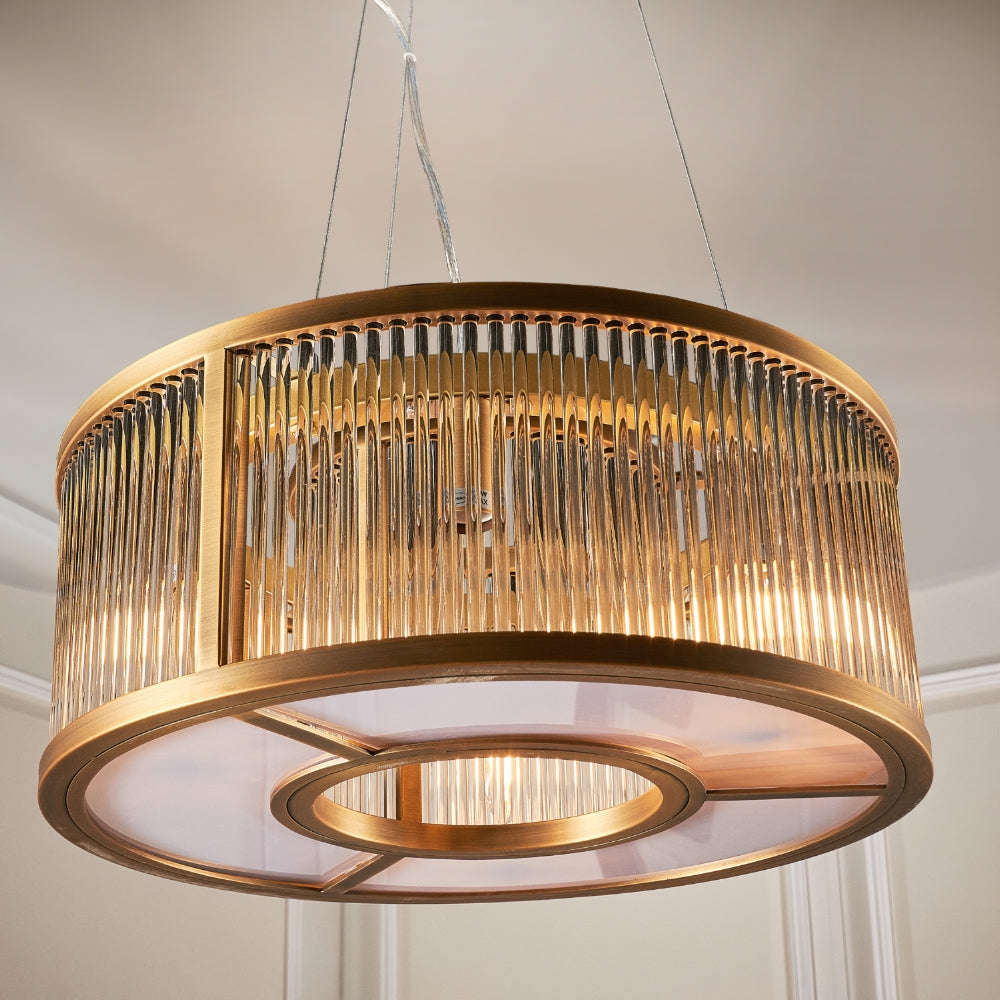 Doric 50cm Antique Brass Finish Pendant
