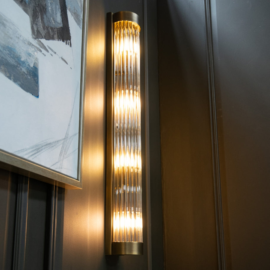 Waltz Antique Brass Finish Long Wall Lamp