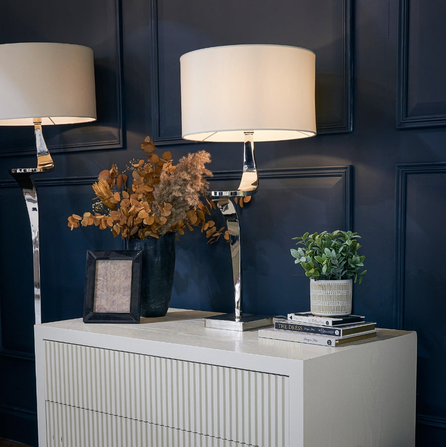 Nebula Nickel Finish Table Lamp (Left)