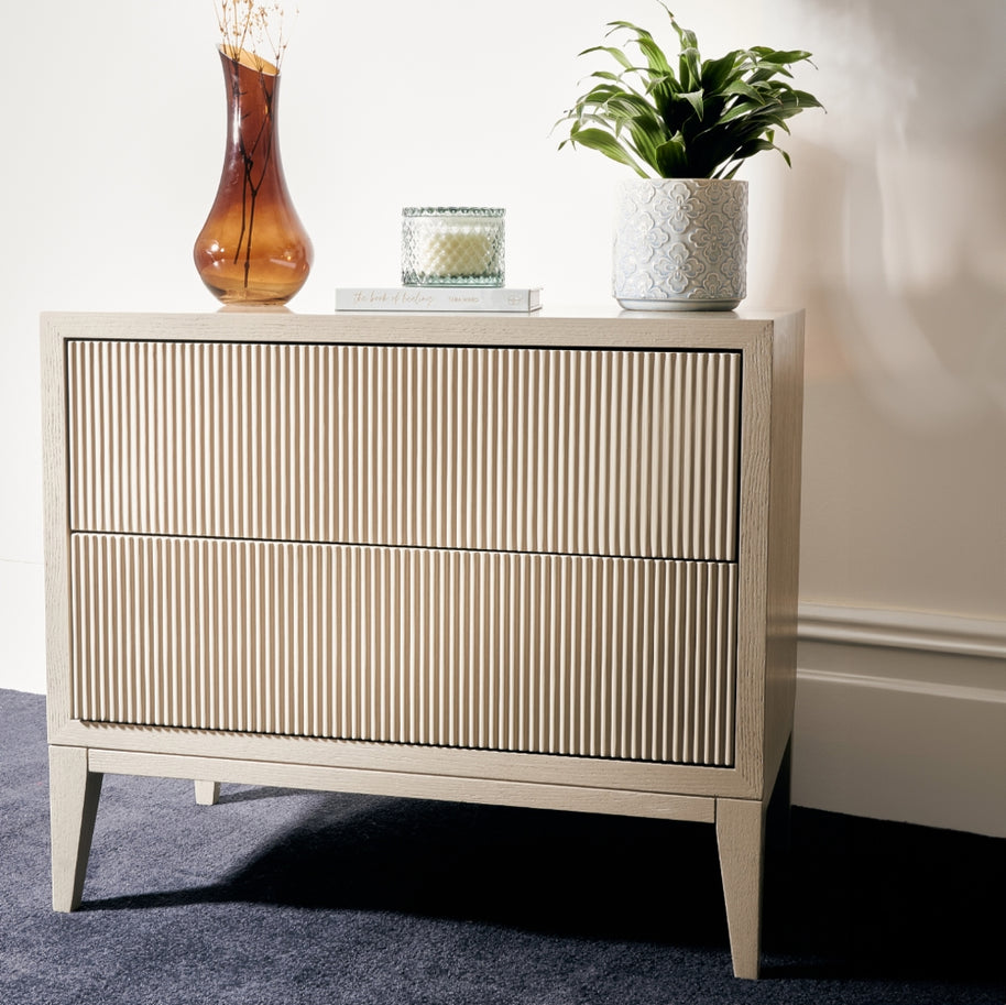 Aaron Ceramic Grey Wide Bedside