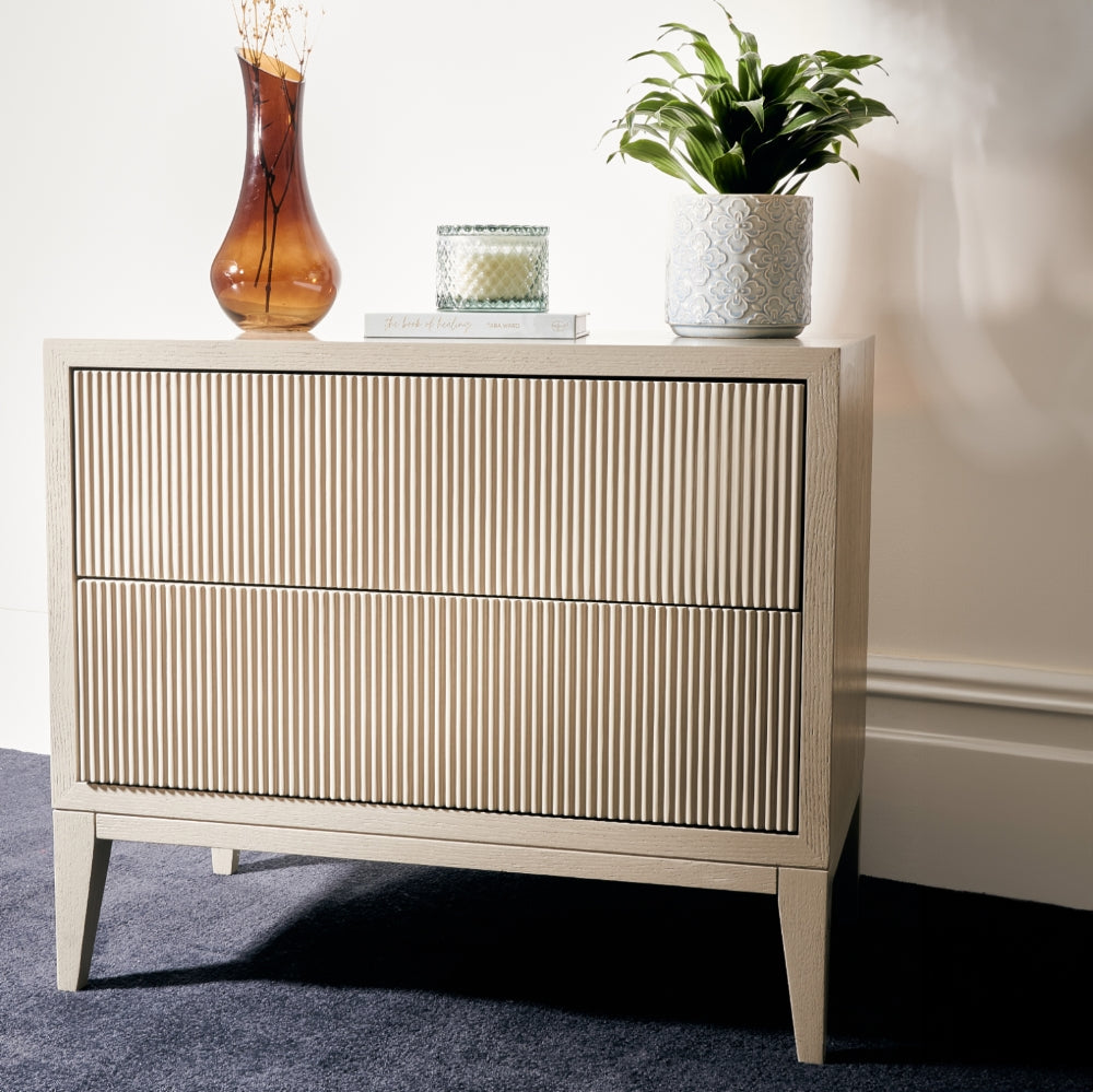 Aaron Ceramic Grey Wide Bedside