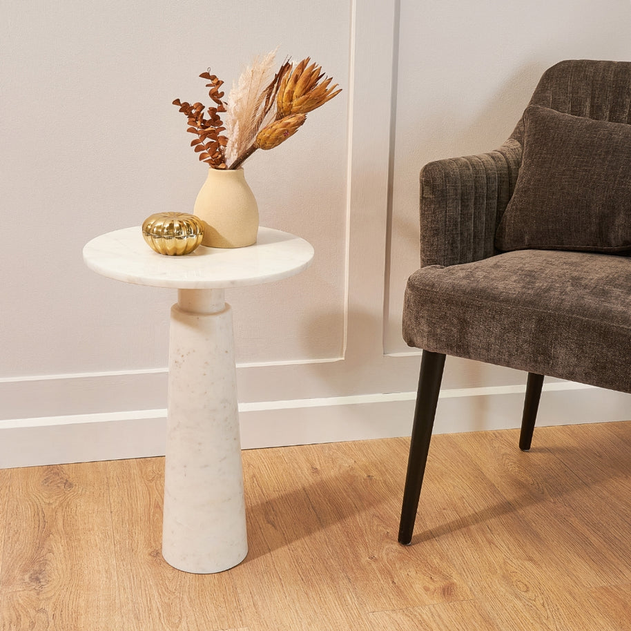 Lyra White Marble Side Table