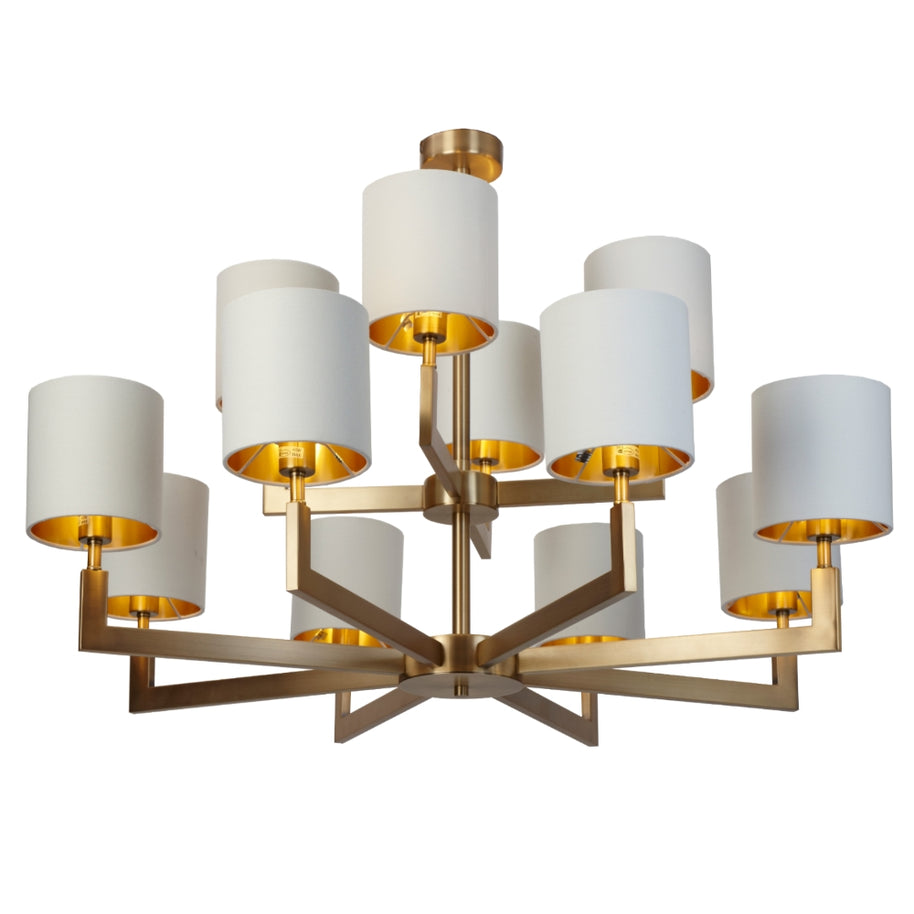 Nexus 12 Arm Antique Brass Finish Chandelier