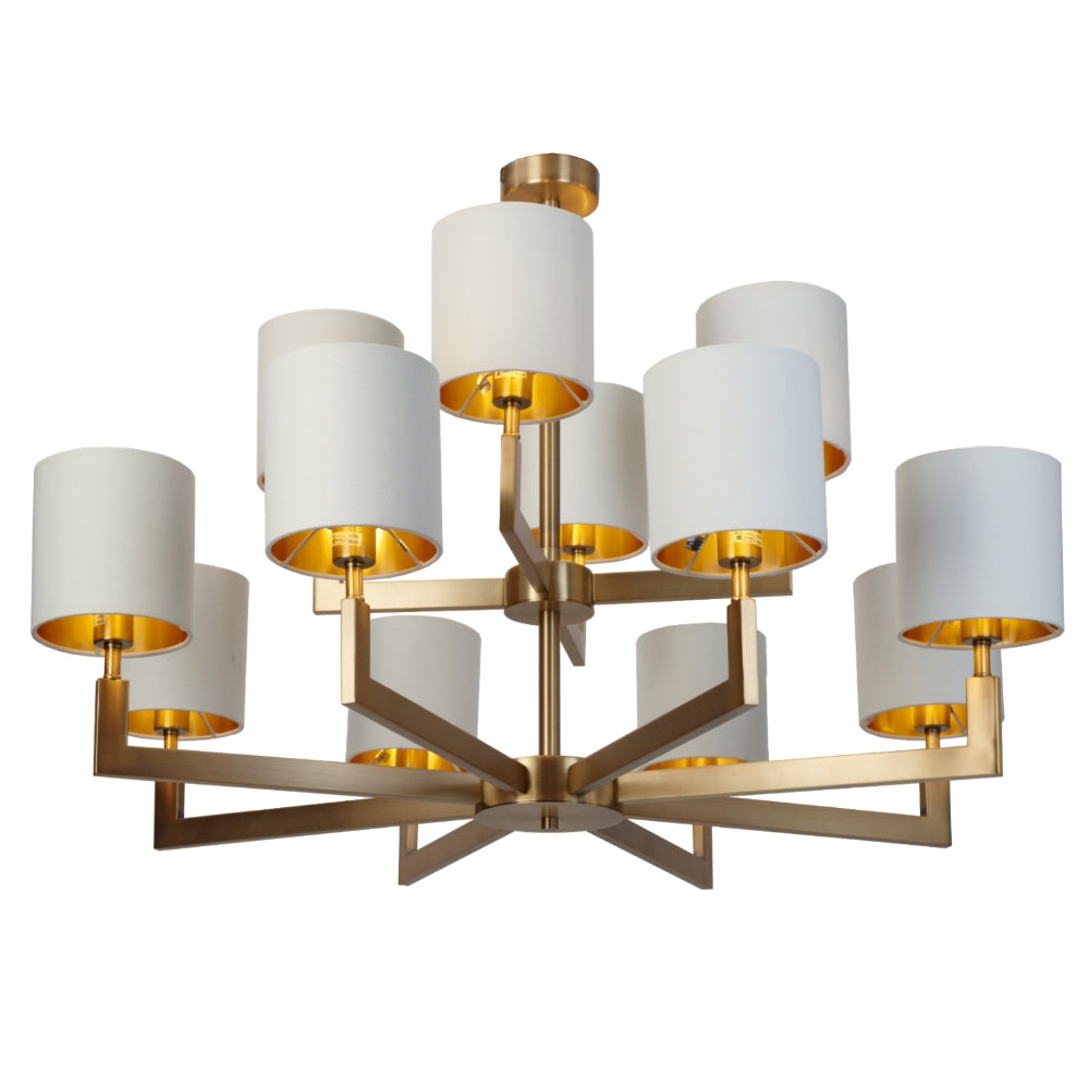 Nexus 12 Arm Antique Brass Finish Chandelier