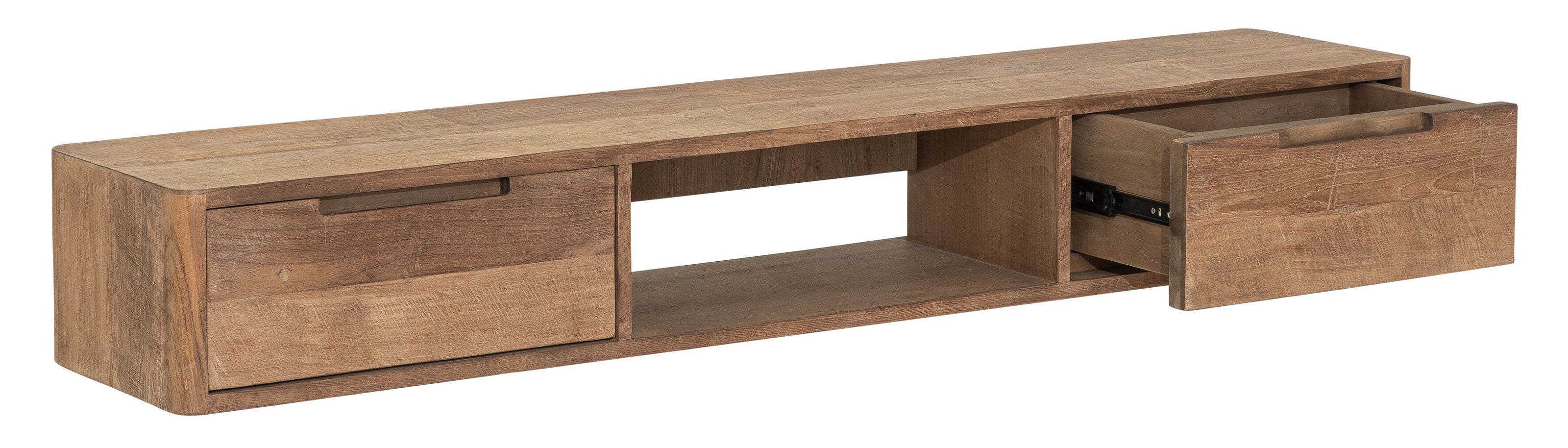 Hanging TV stand Bliss No.1 small, 2 drawers, open rack