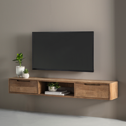 Hanging TV stand Bliss No.1 small, 2 drawers, open rack
