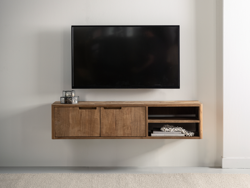 Hanging TV stand Bliss No.2 small, 2 doors, 2 open racks