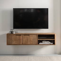 Hanging TV stand Bliss No.2 small, 2 doors, 2 open racks