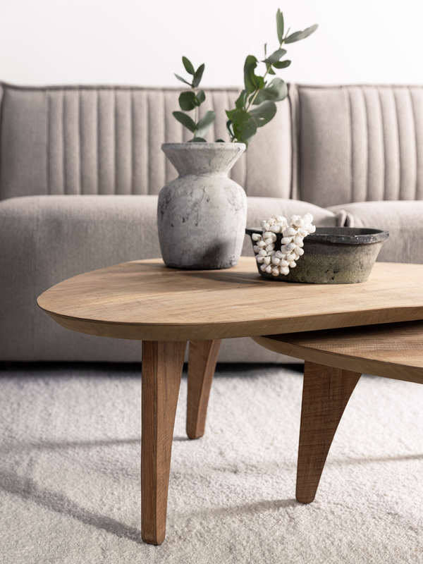 Coffee table Bliss pebble TEAK, set of 2