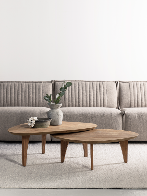 Coffee table Bliss pebble TEAK, set of 2