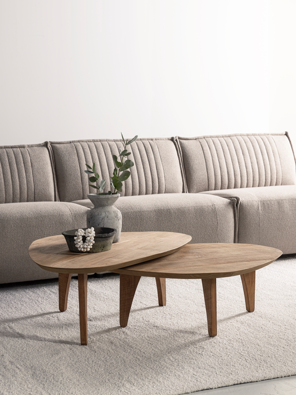 Coffee table Bliss pebble TEAK, set of 2