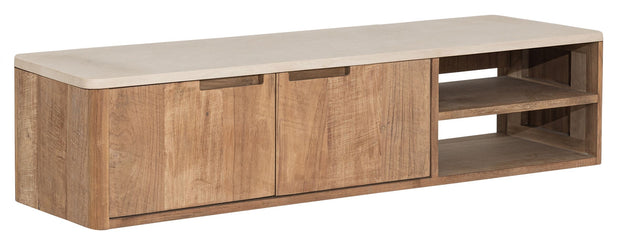 Hanging TV stand Bliss Mortex No.2 small, 2 doors, 2 open racks