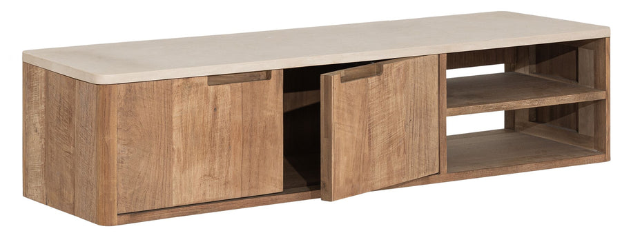 Hanging TV stand Bliss Mortex No.2 small, 2 doors, 2 open racks