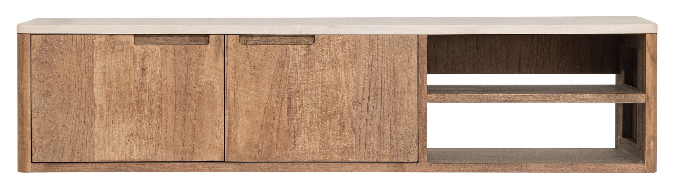 Hanging TV stand Bliss Mortex No.2 small, 2 doors, 2 open racks