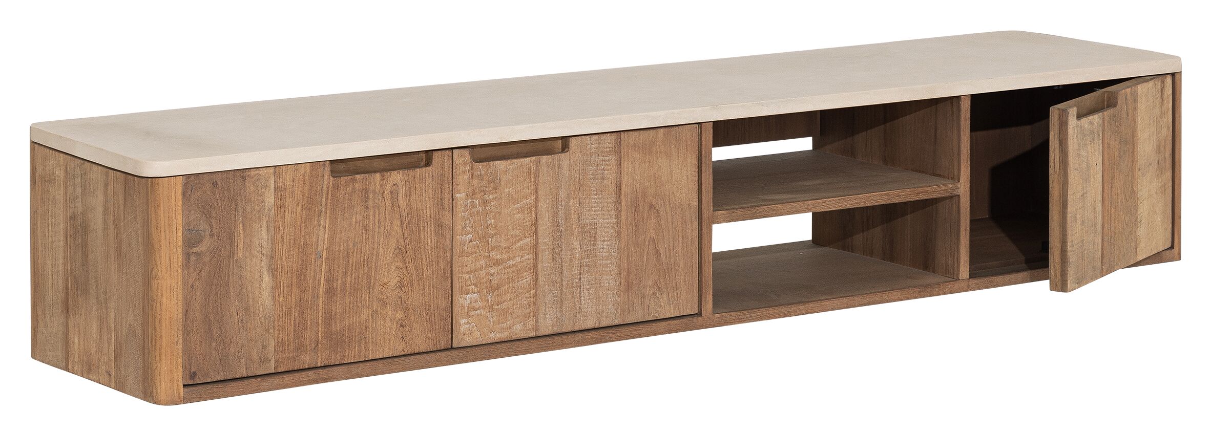 Hanging TV stand Bliss Mortex No.2 medium, 3 doors, 2 open racks
