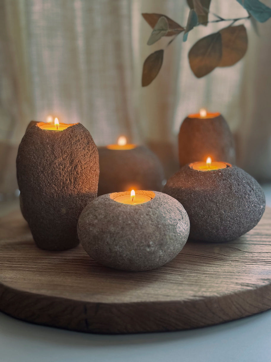Candle holder Riverstone LOW, set of 3
