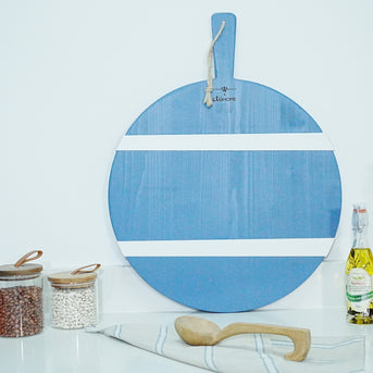 Blue Round Charcuterie Board | White