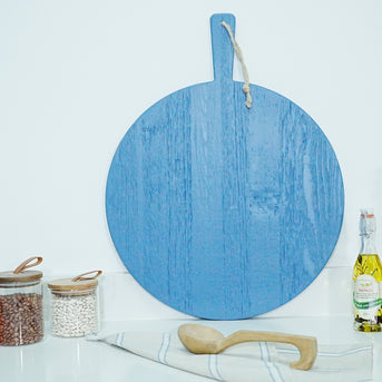 Blue Round Charcuterie Board | White