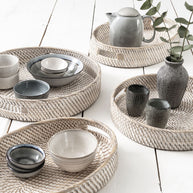 Oval Rattan tray Saint Barths, set of 2