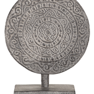 Decorative Circle on stand Old White, set of 2