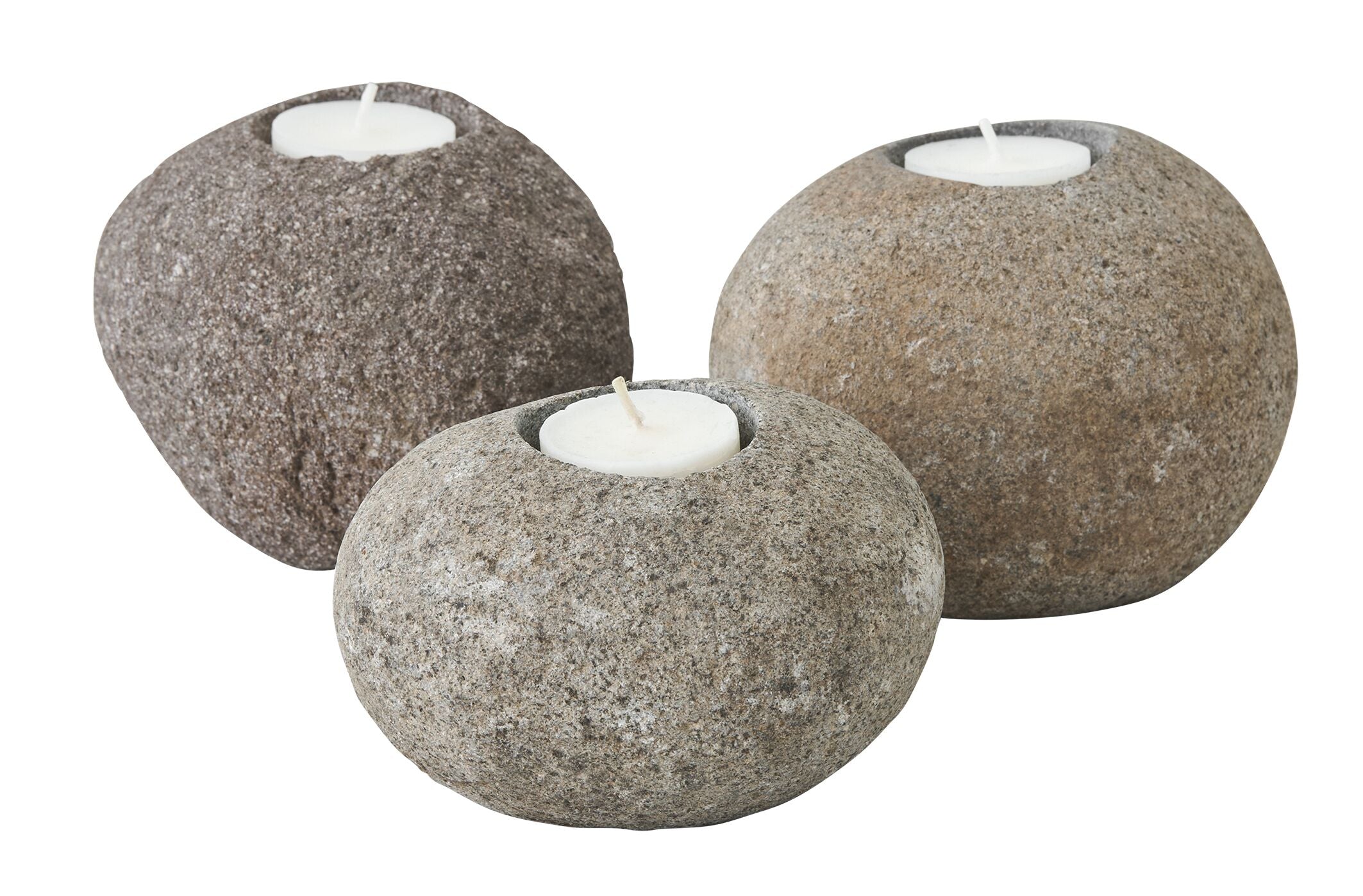 Candle holder Riverstone LOW, set of 3