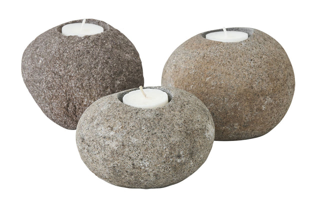Candle holder Riverstone LOW, set of 3