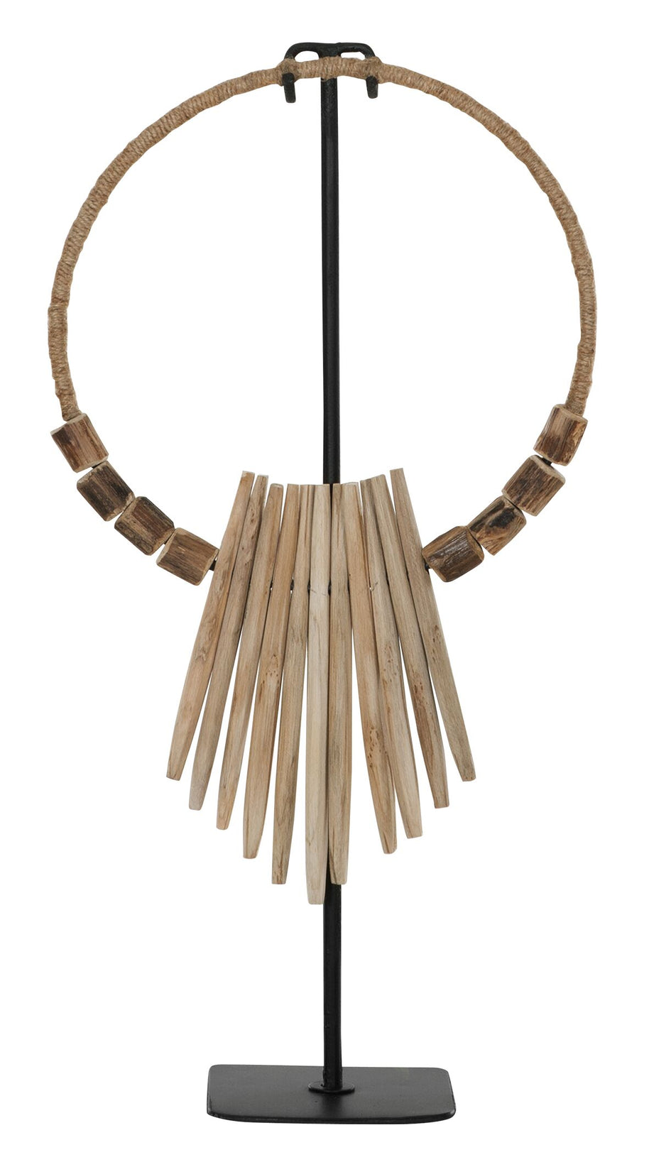 Decorative wooden necklace on an stand
