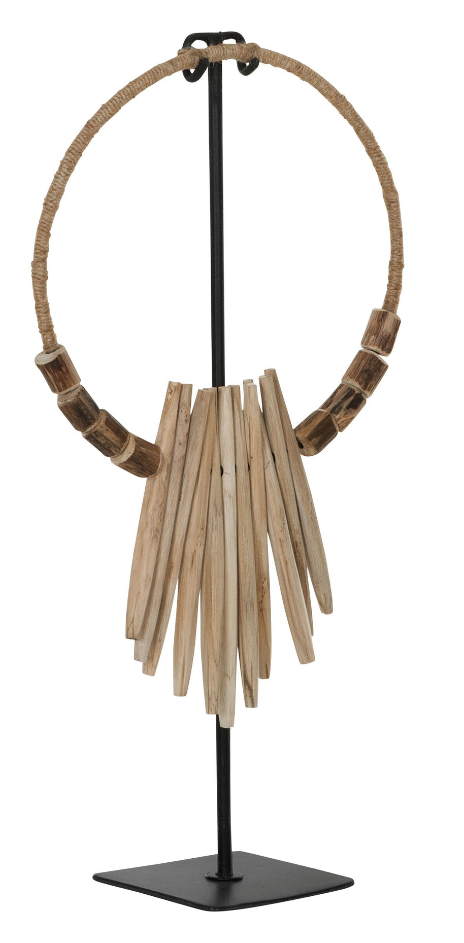 Decorative wooden necklace on an stand