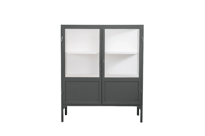 Metal Cabinet with 2 doors and Glass Top