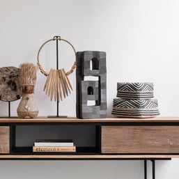 Decorative wooden necklace on an stand