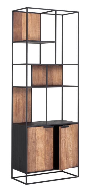 TV wall element bookcase Cosmo, 2 doors, open racks