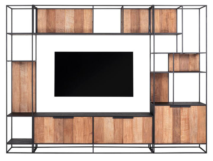 TV wall element bookcase Cosmo, 2 doors, open racks