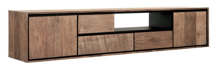 Hanging TV stand Metropole large, 2 doors, 3 drawers, open rack