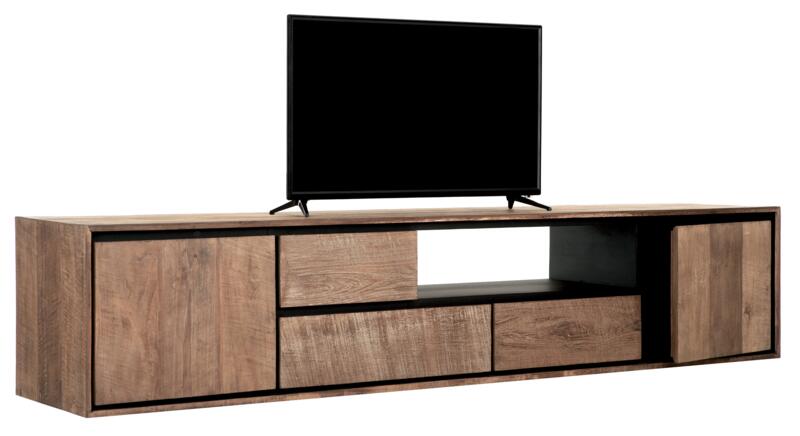 Hanging TV stand Metropole large, 2 doors, 3 drawers, open rack