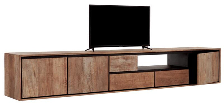 Hanging TV stand Metropole extra large, 3 doors, 3 drawers, open rack