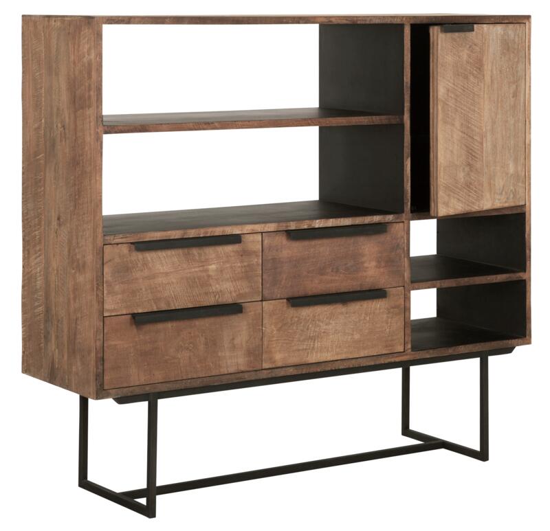 Dresser Odeon No.3, 1 door, 4 open racks, 4 drawers