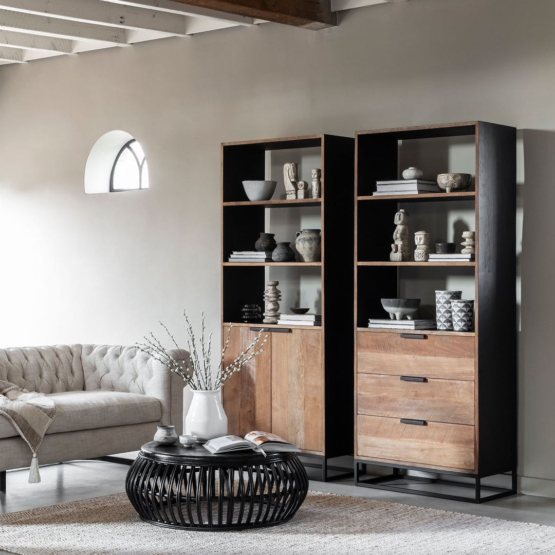 Bookcase Cosmo – 2 Doors, 3 Open Racks