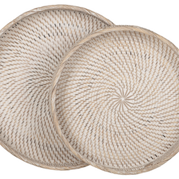 Round Rattan tray Saint Barths, set of 2