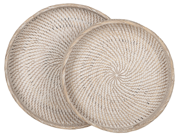 Round Rattan tray Saint Barths, set of 2