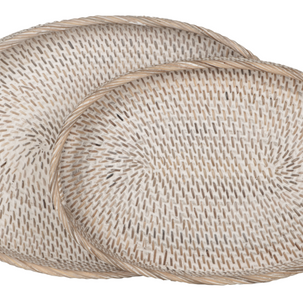 Oval Rattan tray Saint Barths, set of 2