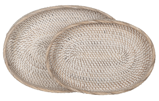 Oval Rattan tray Saint Barths, set of 2