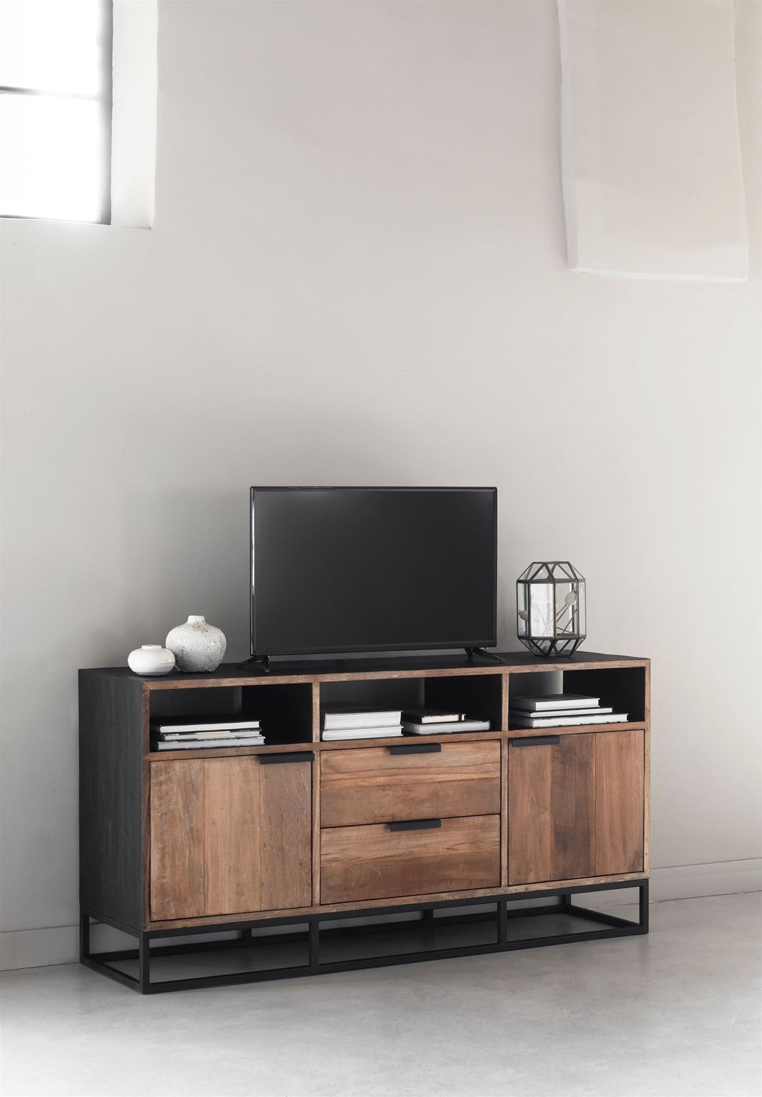 TV Stand Cosmo No.3 High | 2 Doors, 2 Drawers, 3 Open Racks