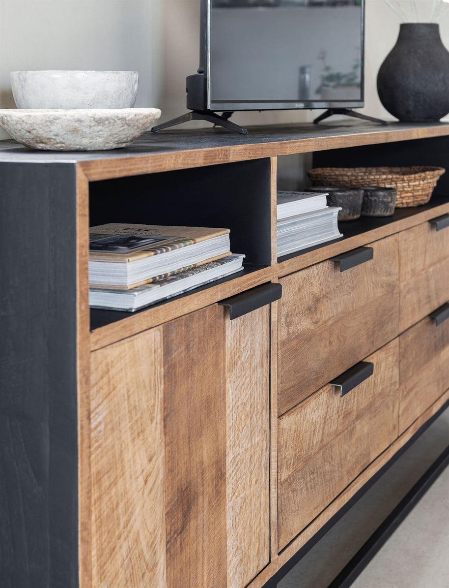 TV Stand Cosmo No.3 High | 2 Doors, 4 Drawers, 3 Open Racks