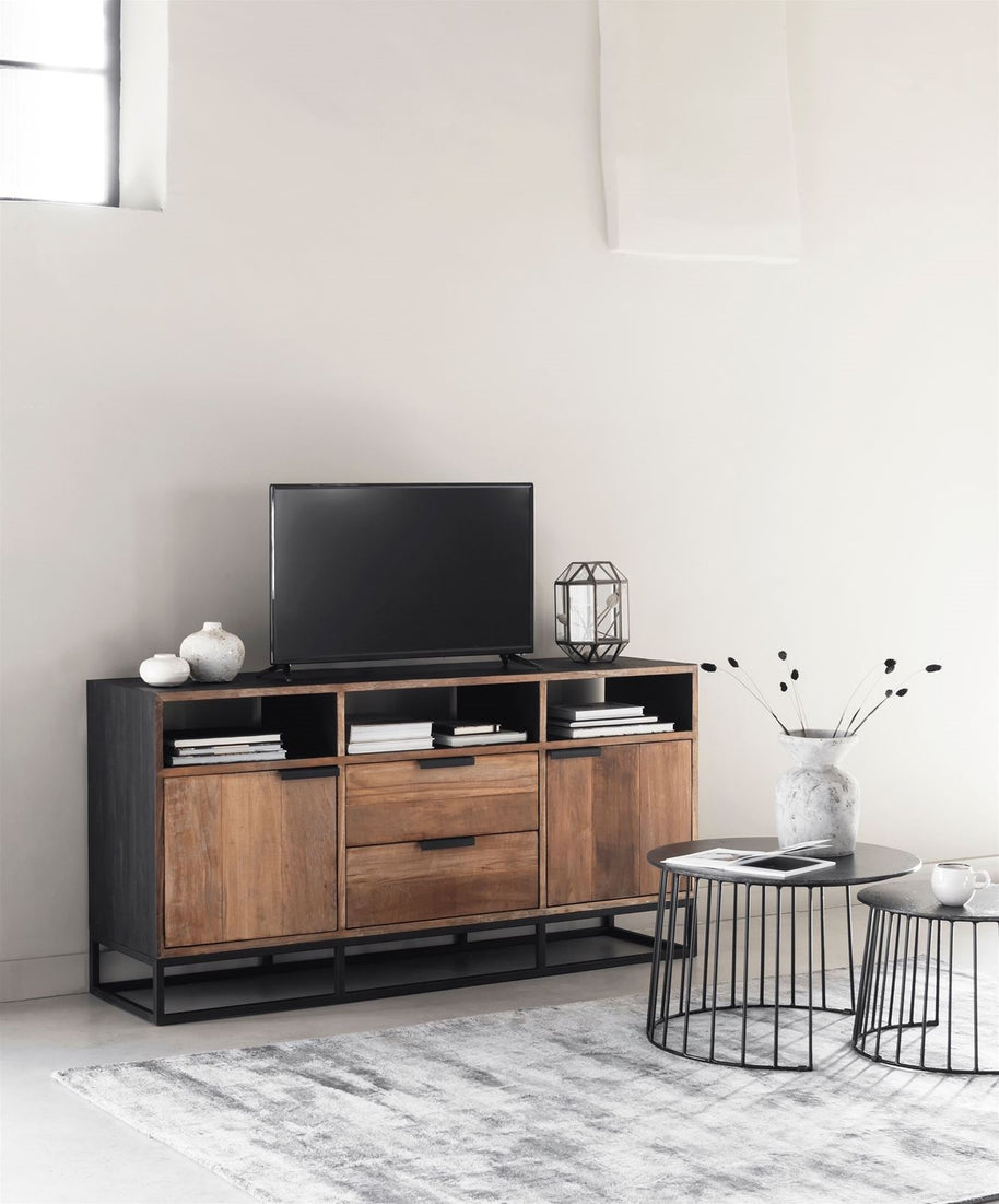 TV Stand Cosmo No.3 High | 2 Doors, 2 Drawers, 3 Open Racks