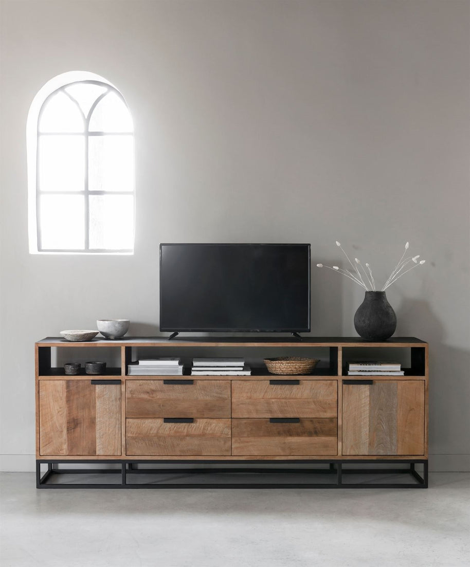 TV Stand Cosmo No.3 High | 2 Doors, 4 Drawers, 3 Open Racks