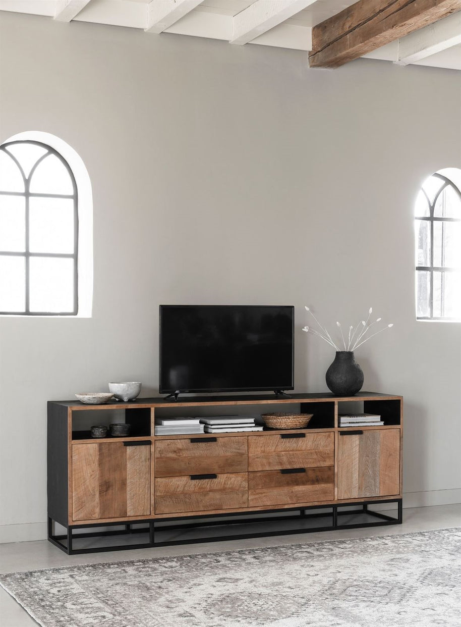 TV Stand Cosmo No.3 High | 2 Doors, 4 Drawers, 3 Open Racks