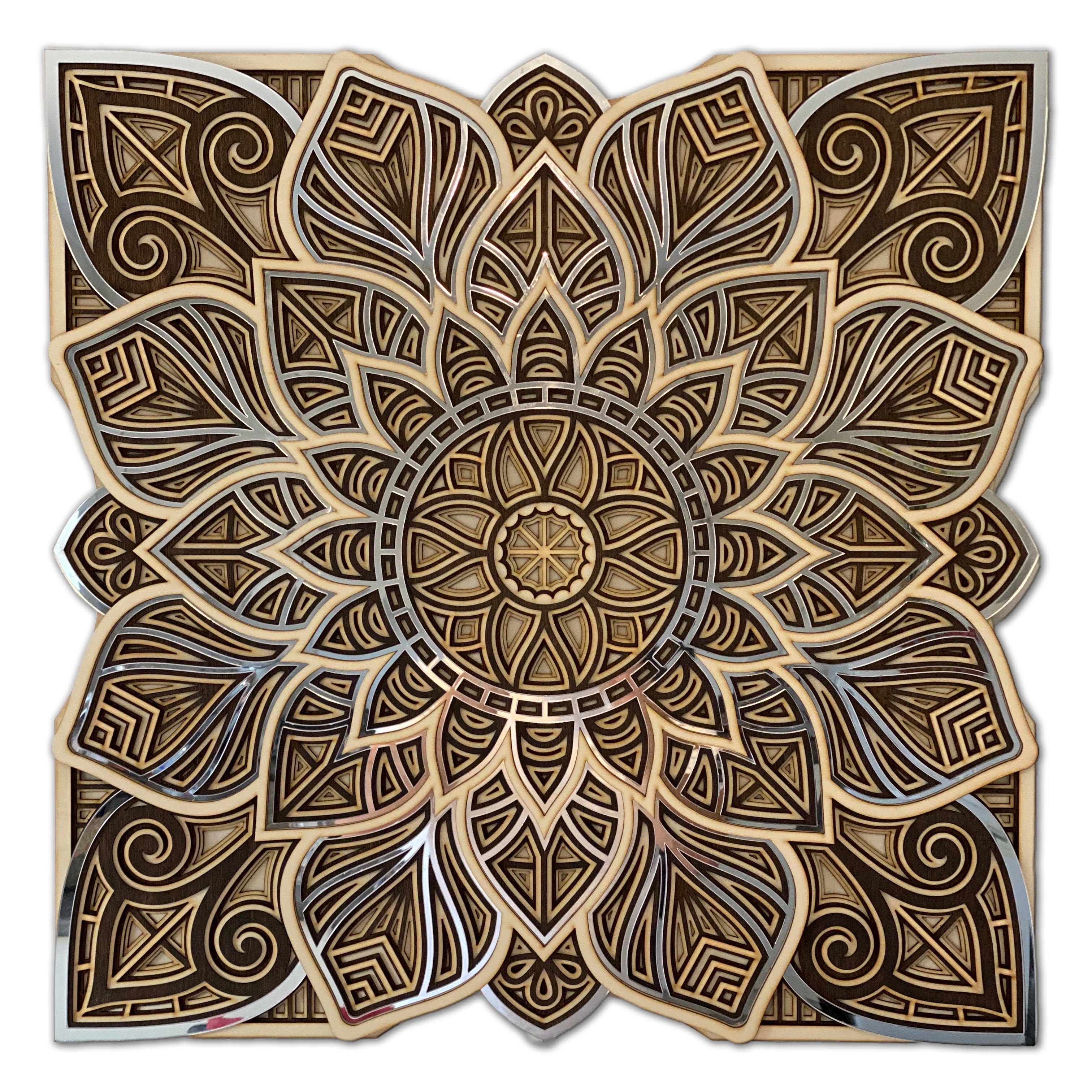 Flower of Symmetry multi-layer wooden wall art by Home4Rest